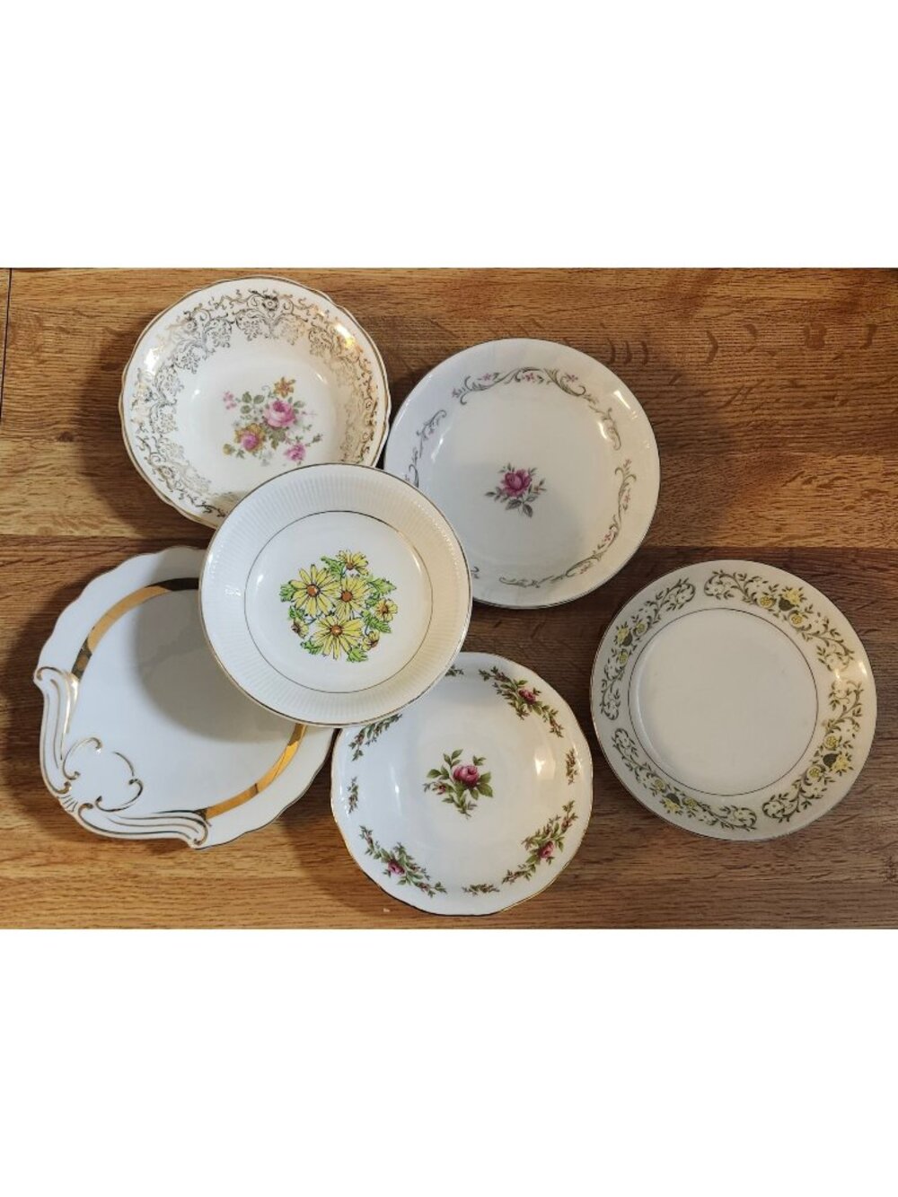 6- Mismatched Colorful Floral Fine China ~5.5" Berry Dessert Bowls Porcelain